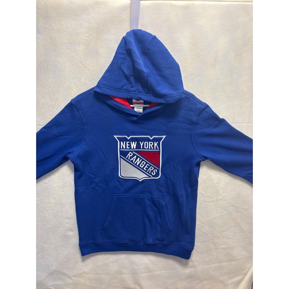 NHL New York Rangers Hoodie Youth XL Blue Excellent Hockey Graphic Sweatshirt
